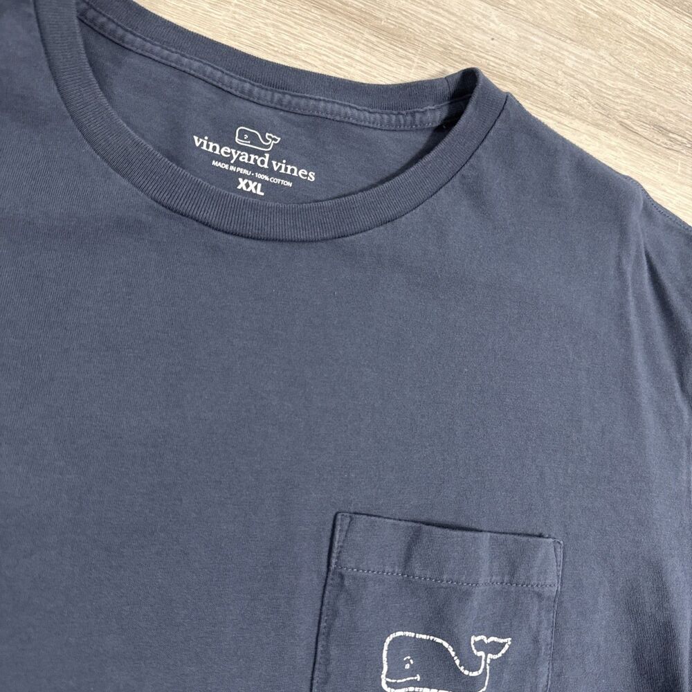 Vineyard Vines Shirt Pocket Logo Whale Men's Blue 2XL 100% Cotton Tee - Picture 7 of 9